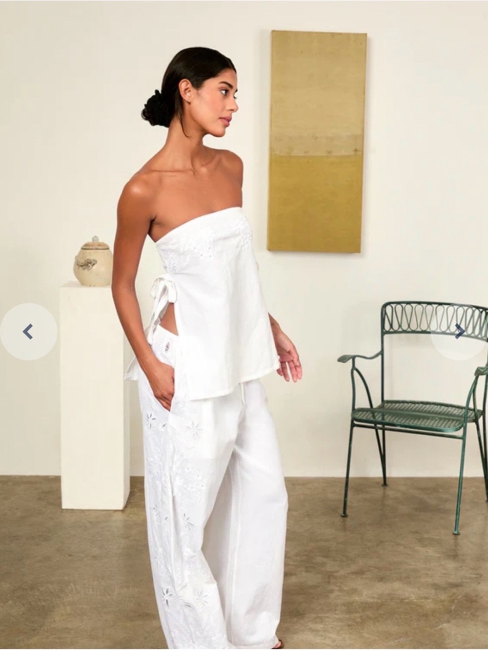 Ciao Lucia - Ermanno White Embroidered Linen Pant